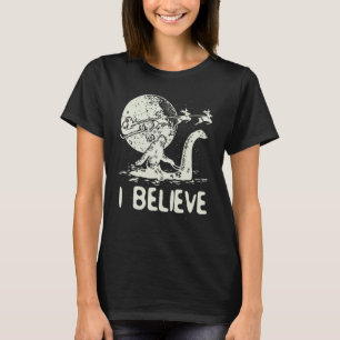 Bigfoot Sasquatch Riding Loch Ness Monster Christm T-shirt