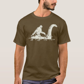 Bigfoot Sasquatch Riding Loch Ness Monster Fun T-shirt