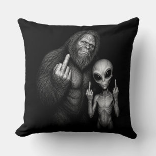 Bigfoot Sasquatch Ruimte Alien Middelvinger Kussen