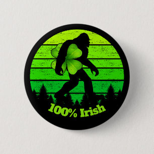 Bigfoot Sasquatch Shamrock 100% Iers groen ontwerp Ronde Button 5,7 Cm