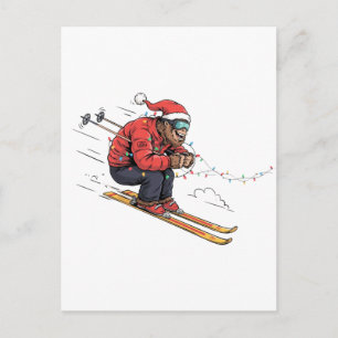 Bigfoot Sasquatch Skiën Kerstmis Ijs Skiën Briefkaart