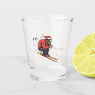 Bigfoot Sasquatch Skiën Kerstmis Ijs Skiën Shot Glas