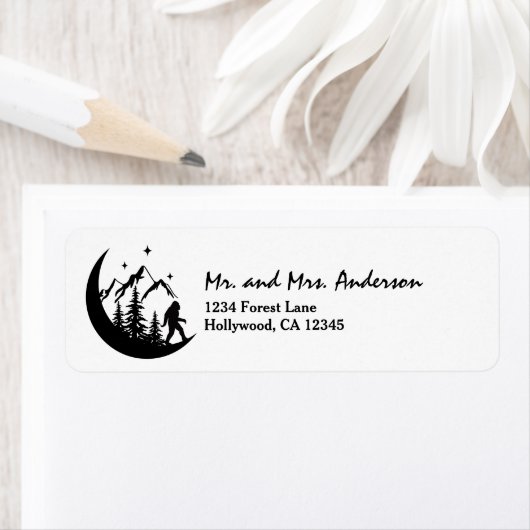 BigFoot Sasquatch Squatchy Forest Mountains Moon Etiket (Insitu)