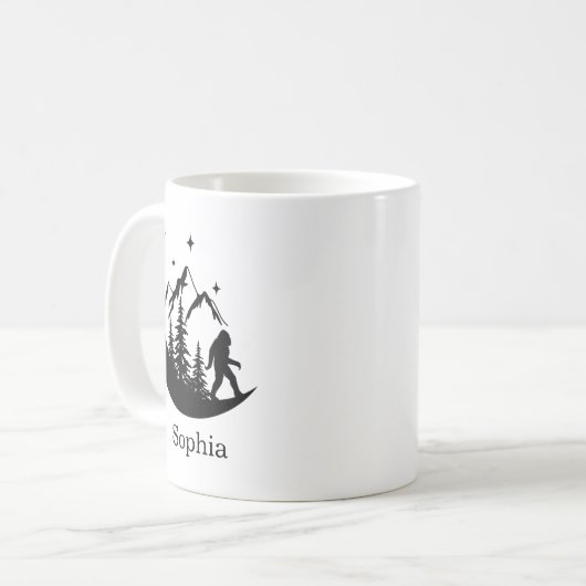 BigFoot Sasquatch Squatchy Outdoors Nature Custom Koffiemok (Voorkant links)