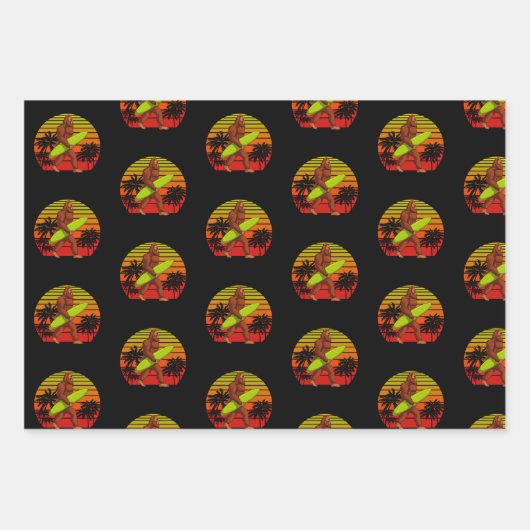 Bigfoot Sasquatch Surfer Man Surf Board Inpakpapier Vel (Voorkant 3)