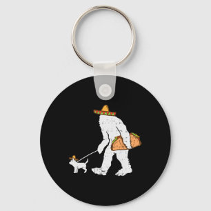 Bigfoot Sasquatch Taco Chihuahua Funny Cinco De Ma Sleutelhanger
