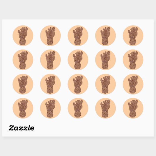 Bigfoot Sasquatch Track Squatchy artwork Ontwerp Ronde Sticker (Vel)