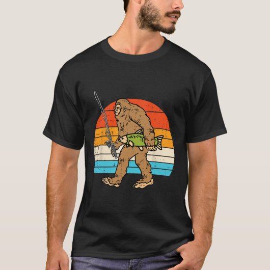 Bigfoot Sasquatch Vist Retro Visser Mannen Vrouwen T-shirt (Voorkant)