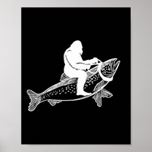 Bigfoot Sasquatch Vliegende Vliegende Forel Visser Poster