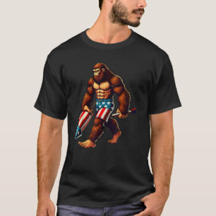 Bigfoot Sasquatch Vuurwerk 4 juli Verenigde Staten T-shirt