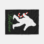 Bigfoot Sasquatch Yeti Believe Candy Cane Christma Fleece Deken (Voorkant (Horizontaal))