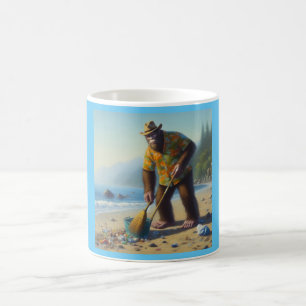 Bigfoot Schoonmaken van het strand Koffiemok