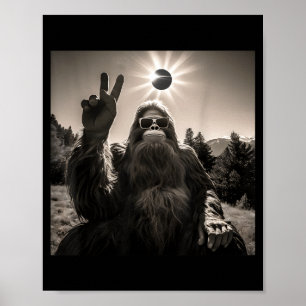 Bigfoot Selfie met Zonsverduistering 2024 Gles Pre Poster