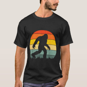 Bigfoot silhouet retro zonsondergang grappige sasq t-shirt