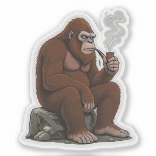Bigfoot Smoking a Pipe Sticker (Voorkant)