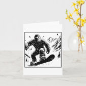 Bigfoot Snowboarder - Grappig Sasquatch Snowboarde Kaart (Gele Bloem)