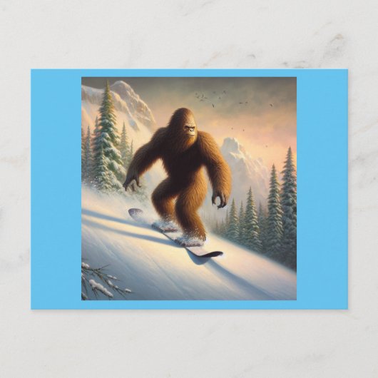 Bigfoot Snowboarding Briefkaart (Voorkant)