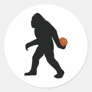 Bigfoot speelt basketbal ronde sticker
