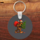 Bigfoot Stealing Christmas Tree Lights Xmas Boys M Sleutelhanger (Voorkant)