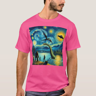 Bigfoot Sterrennacht Loch Ness Alien Ufo Dragon Cu T-shirt