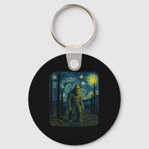 Bigfoot Sterrennacht Van Gogh Grappige Cadeaus Man Sleutelhanger