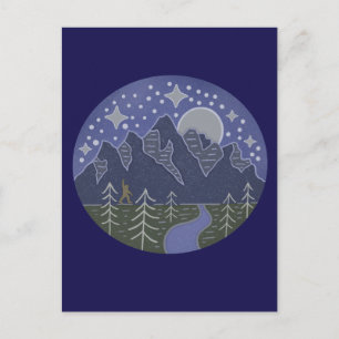 Bigfoot Sterrennacht Wandeling Cryptid Volkskuns Briefkaart