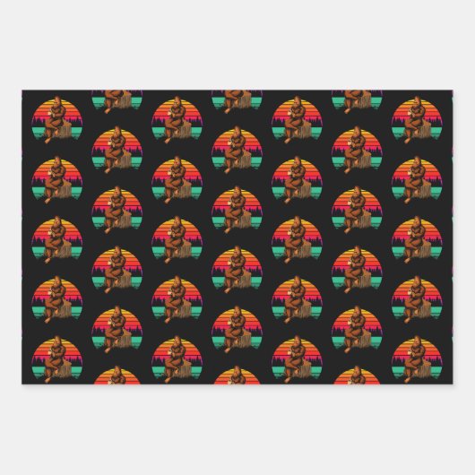Bigfoot Sunset Coffee Break Funny Sasquatch Inpakpapier Vel (Voorkant)