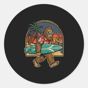 Bigfoot surfer rock hand sasquatch rocker mannen j ronde sticker