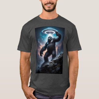 Bigfoot taking a Selfie with UFOs T-shirt