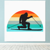 Bigfoot Telemark Skiing Rainbow Canvas Afdruk (Insitu (Houten vloer))