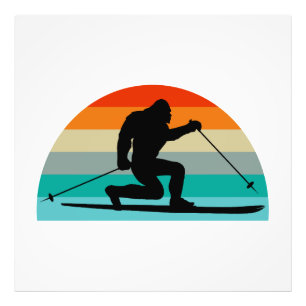 Bigfoot Telemark Skiing Rainbow Foto Afdruk