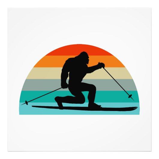 Bigfoot Telemark Skiing Rainbow Foto Afdruk (Voorkant)