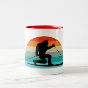 Bigfoot Telemark Skiing Rainbow Tweekleurige Koffiemok