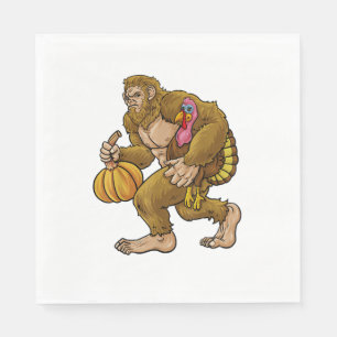 Bigfoot Thanksgiving steelt kalkoen en pompoen ver Servet