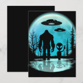 Bigfoot UFO Alien Feestdagenkaart (Voorkant / Achterkant)