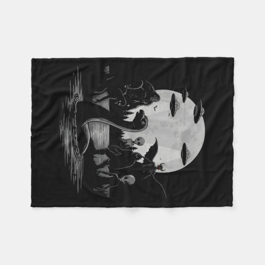 Bigfoot Ufo Loch Ness Monster Mothman And Aliens! Fleece Deken (Voorkant (Horizontaal))