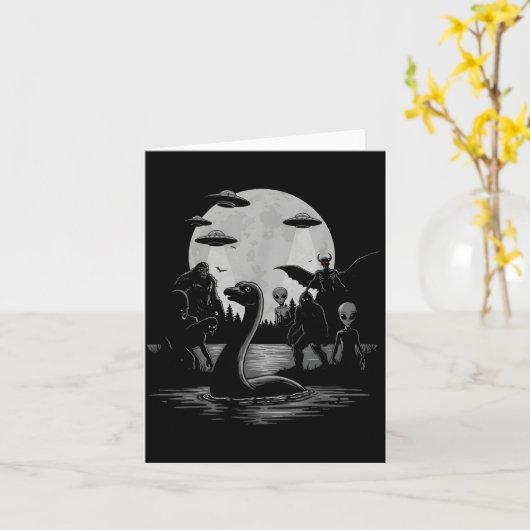 Bigfoot Ufo Loch Ness Monster Mothman And Aliens!  Kaart (Gele Bloem)