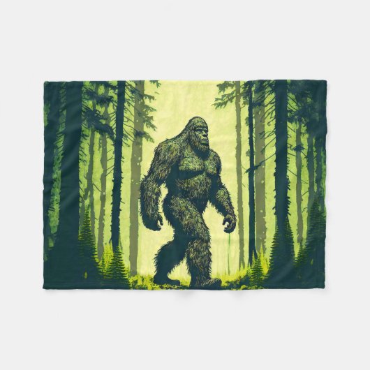 Bigfoot uit voor een boswandeling sasquatch fleece deken (Voorkant (Horizontaal))