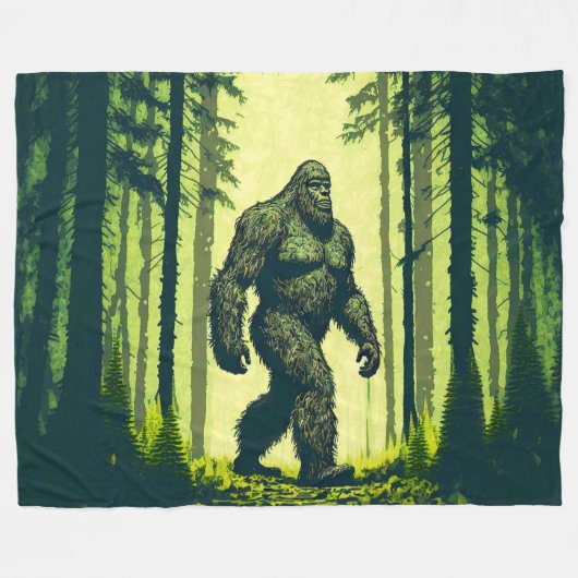 Bigfoot uit voor een boswandeling sasquatch fleece deken (Voorkant (Horizontaal))