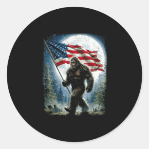 Bigfoot usa amerikaanse vlag 4 juli sasquatch ronde sticker