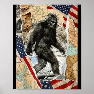Bigfoot usa amerikaanse vlag sasquatch patriottisc poster
