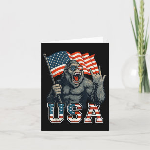 Bigfoot USA Sasquatch 4th of July Amerikaanse Vlag Kaart
