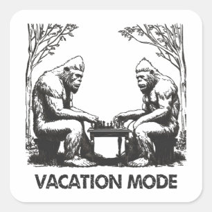Bigfoot Vacation Mode Schaken Vierkante Sticker