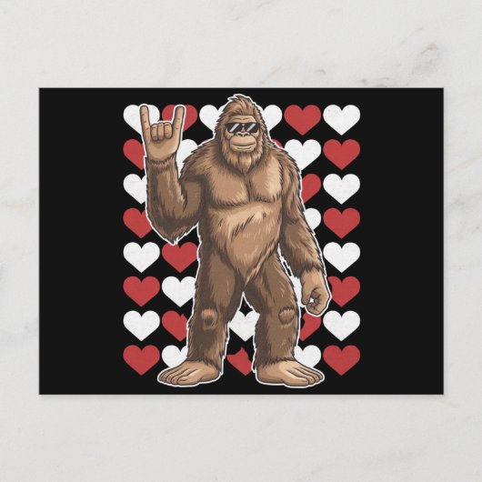 Bigfoot Valentijnsdag Funny Hearts Sasquatch Liefd Briefkaart (Voorkant)