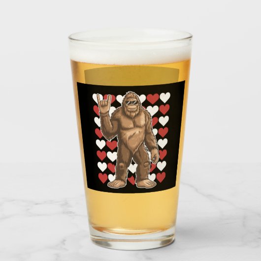 Bigfoot Valentijnsdag Funny Hearts Sasquatch Liefd Glas (Voorkant gevuld)
