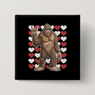 Bigfoot Valentijnsdag Grappige Harten Sasquatch Li Vierkante Button 5,1 Cm