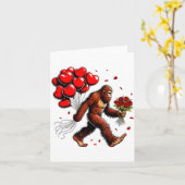 Bigfoot Valentines Day Funny Sasquatch Hearts Love Kaart (Gele Bloem)