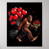 Bigfoot Valentines Day Funny Sasquatch Hearts Love Poster (Voorkant)