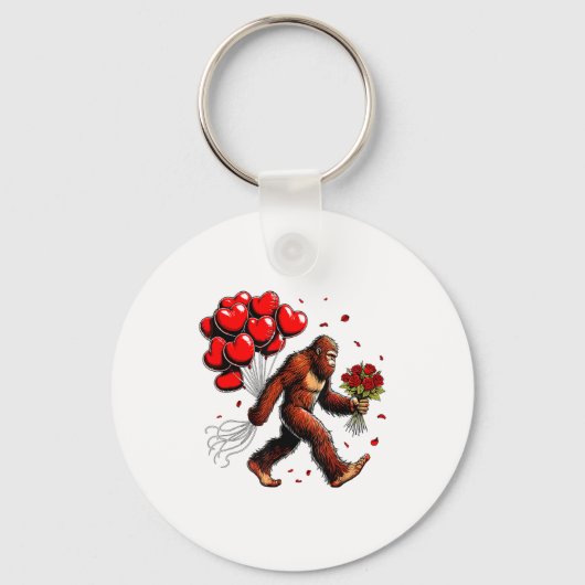 Bigfoot Valentines Day Funny Sasquatch Hearts Love Sleutelhanger (Voorkant)