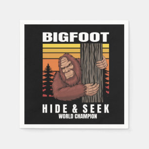 Bigfoot verstoppen in een boom retro servet